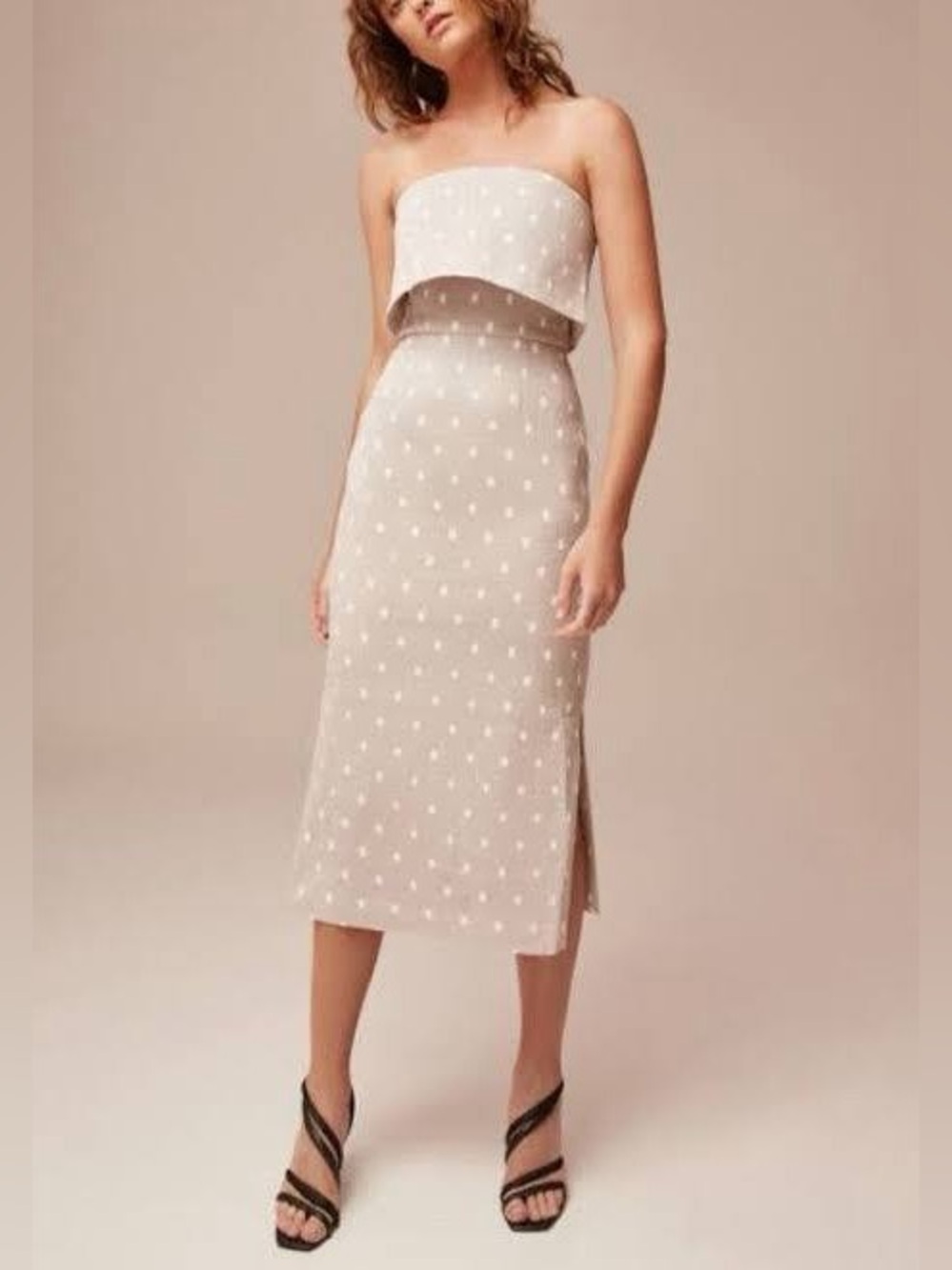 C/MEO Collective | Love Like This polka dot midi dress Women’s size XS strapless